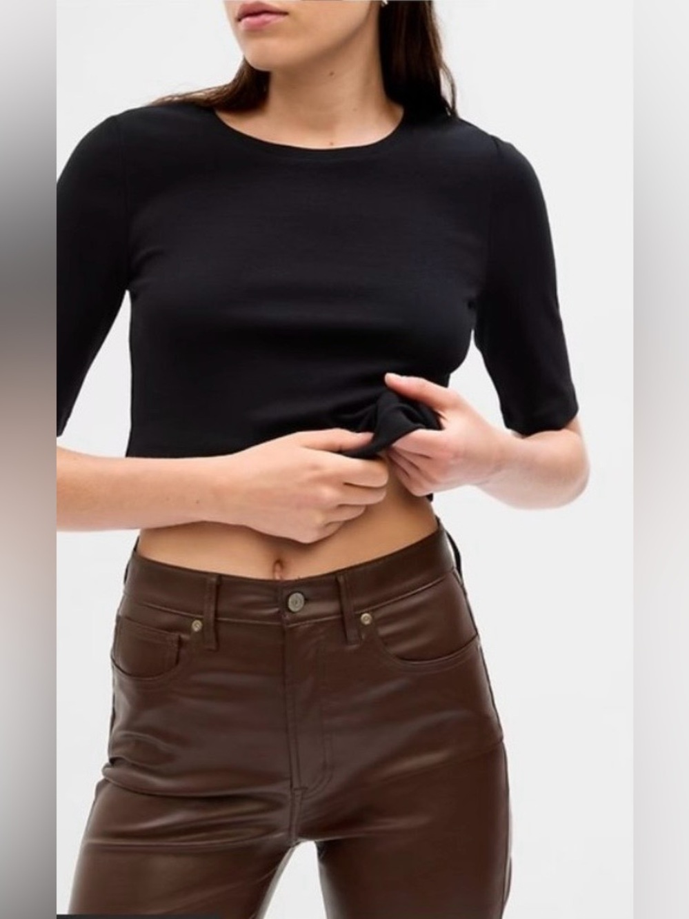 Gap Vintage Slim High‑Rise Faux Leather Pants – Brown, Size 28 (6P)